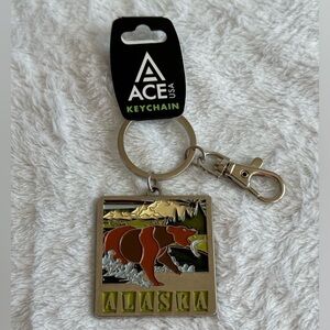 Metal Alaskan Bear Salmon Keychain Bag Charm